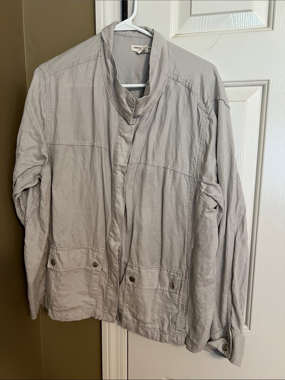 Light Gray/Cream Women’s Lightweight Linen Christian Siriano Jacket
